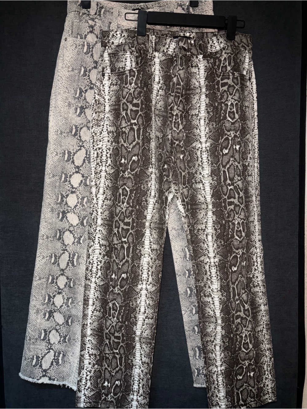 2 pair Snake Print Wide-Leg Pants - Blck/ White
